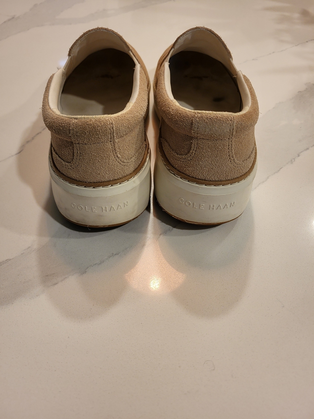 Cole Haan Beige Suede Slip-On Loafers